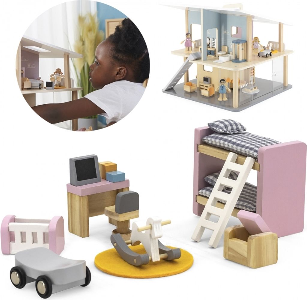 Viga Möbel für Puppenhaus, das Kinderzimmer, dim 2x2x7,5 cm, 8 Teile 1 Set