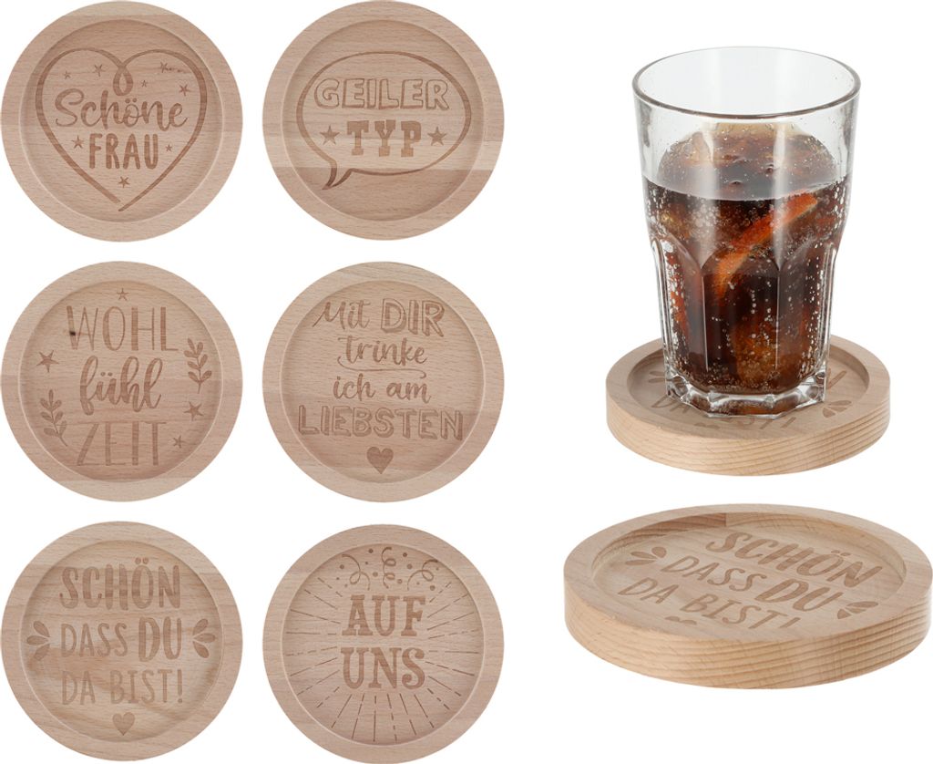 Untersetzer Holz 6er Set