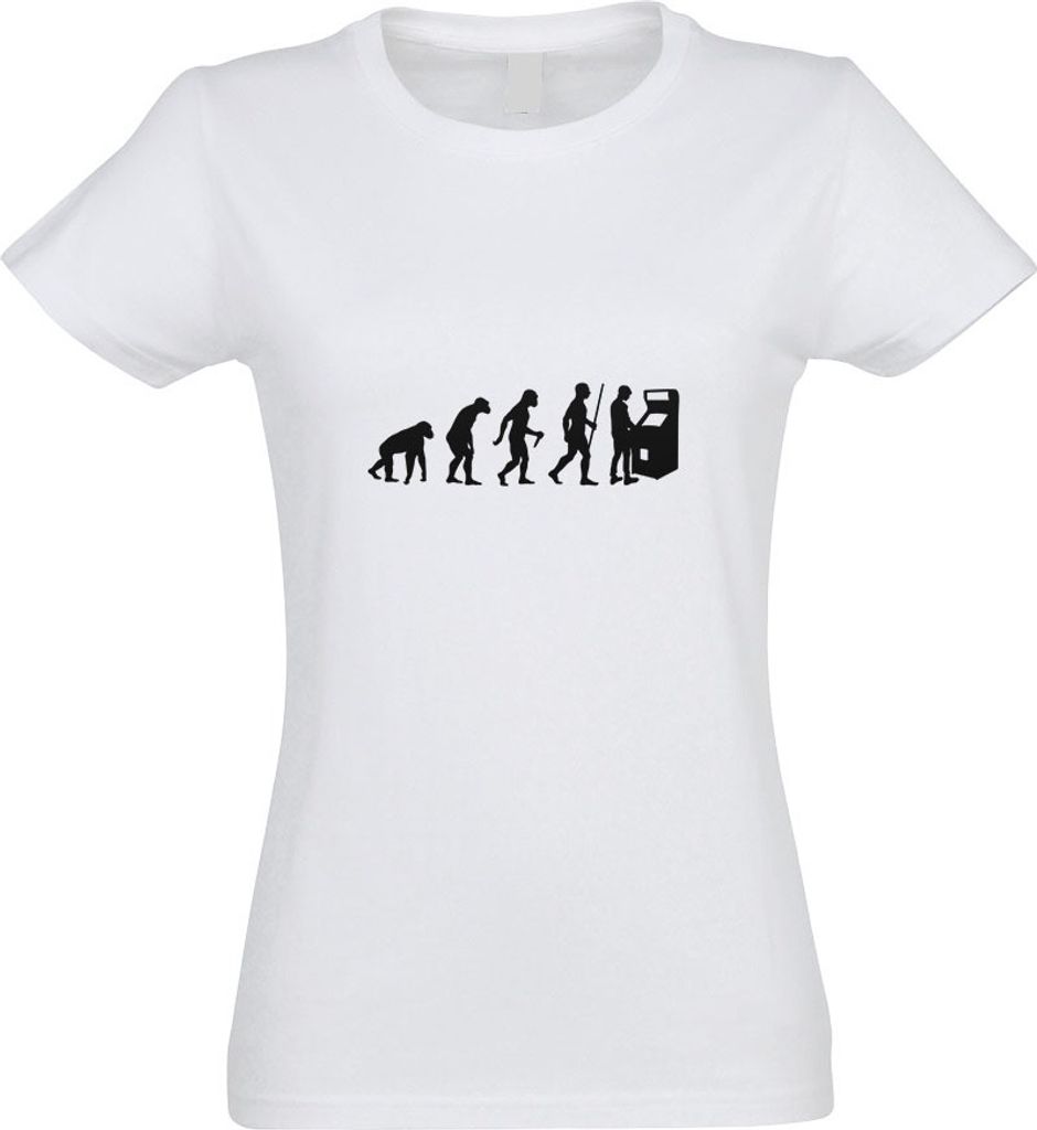 Kiwistar - T-Shirt tailliert - Damen - Weiss - Spielautomat Evolution - mit Motiv Bedruckt - Funshirt Design - Sport - Freizeit - Damen - XL