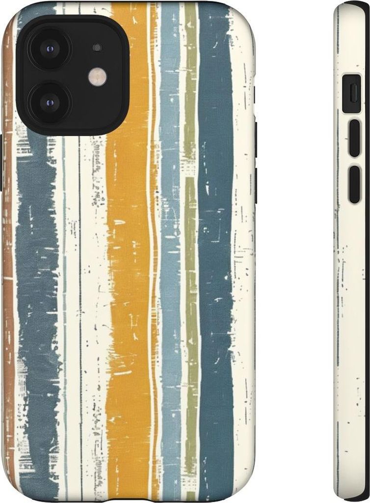 Rustikales Streifenmuster in Leinenoptik – Hülle Kompatibel mit iPhone 12