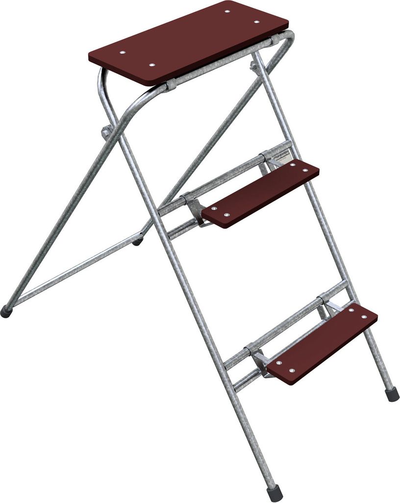 Schake Arbeitstritt mit 3 Stufen, braun lackiert 1,0x1,2m