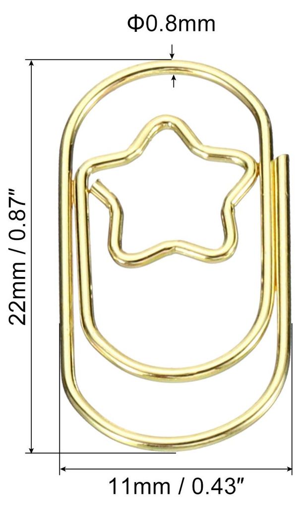 Papier Klemme Star-Geformt Niedlich Dekorativ Spa? Klammern Lesezeichen 0.9" Goldton fš¹r Organisieren Bš¹ro Haus Pack von 50