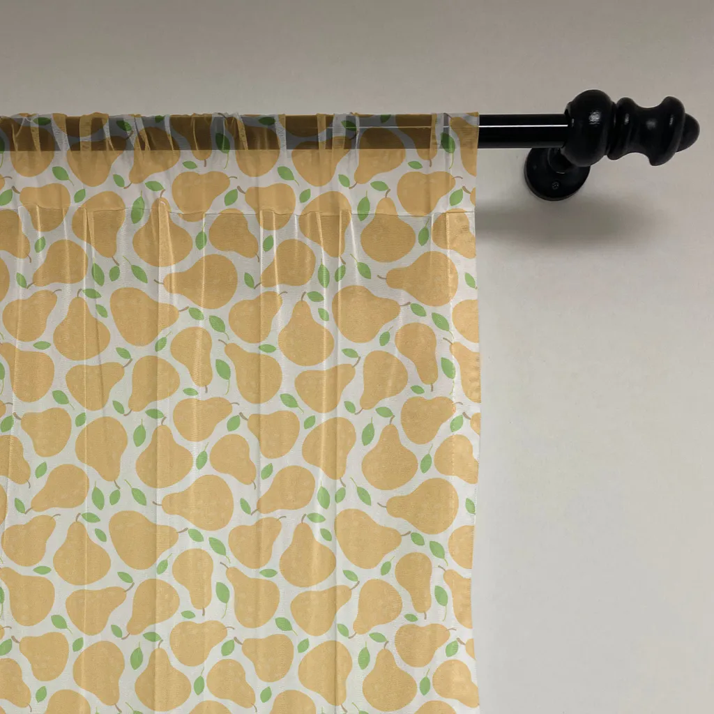 ABAKUHAUS Arazzo con frutta, motivo ripetuto di pere appena raccolte, succose e sane, tessuto in raso setoso per soggiorno e camera da letto, 220 cm x 274 cm, arancione pallido e verde lime