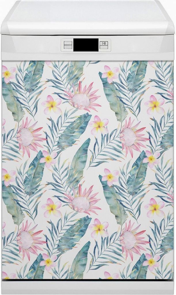 Magnet Folie für Geschirrspüler Küche Magnetmatte 45x80 cm Nachbildung Geschirrspüle - Hellrosa Blumen