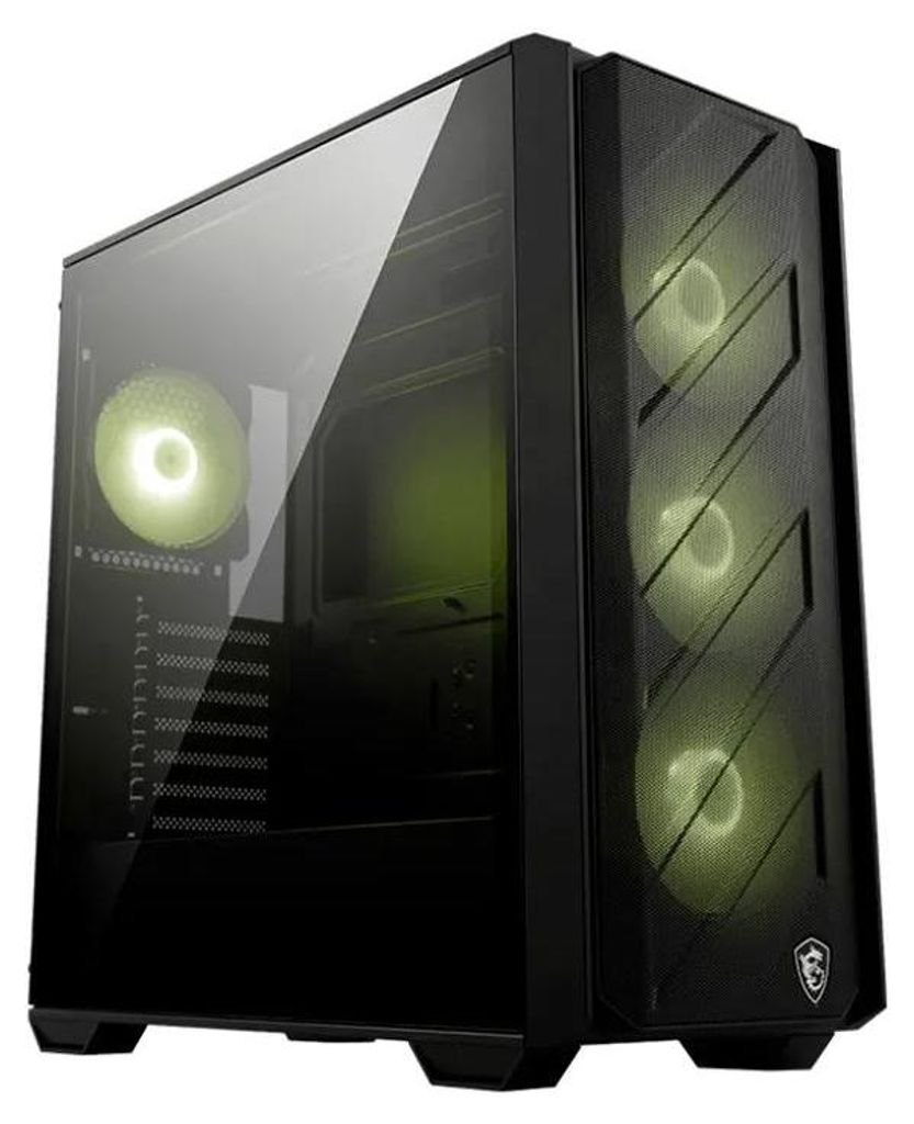MSI MAG FORGE 330R AIRFLOW, Midi Tower, PC, Schwarz, Transparent, ATX, micro ATX, Mini-ITX, Gehärtetes Glas, Gaming
