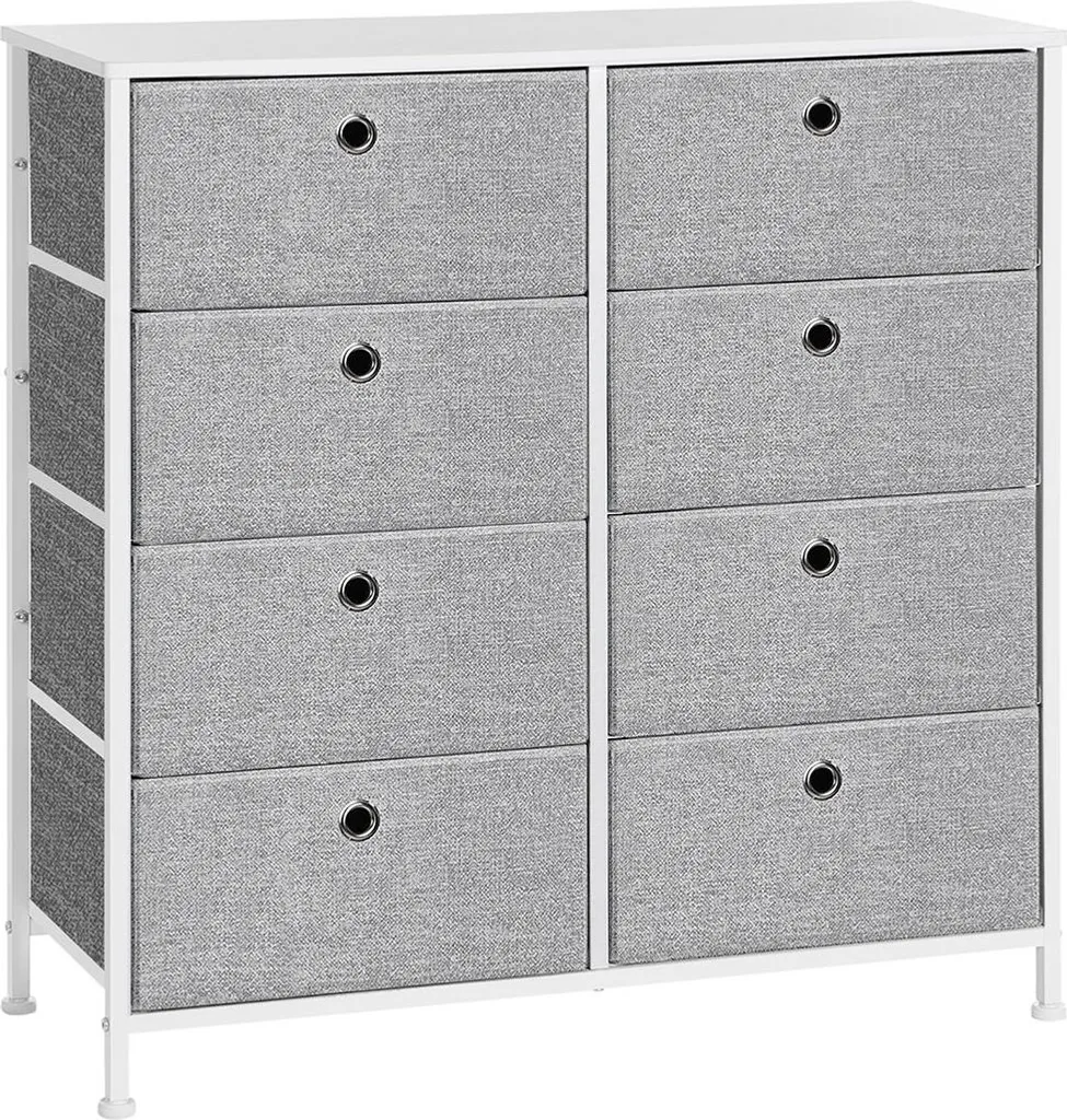 Meuble de rangement 8 tiroirs en tissu robuste avec cadre en acier