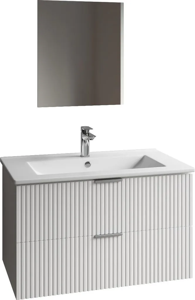 Petit meuble salle de bain 60cm blanc ondulé pour gagner de l'espace