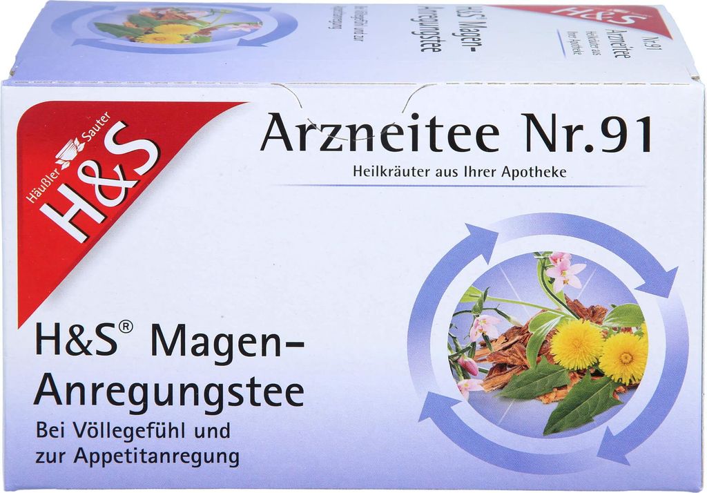 H&S Magen-Anregungstee Arzneitee Nr. 91 bei Völlegefühl und zur Appetitanregung, 20 St. Filterbeutel
