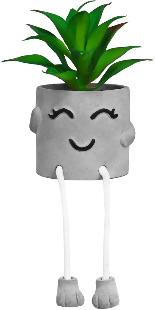 Mini plante artificielle décorative pot en béton style scandinave Smile