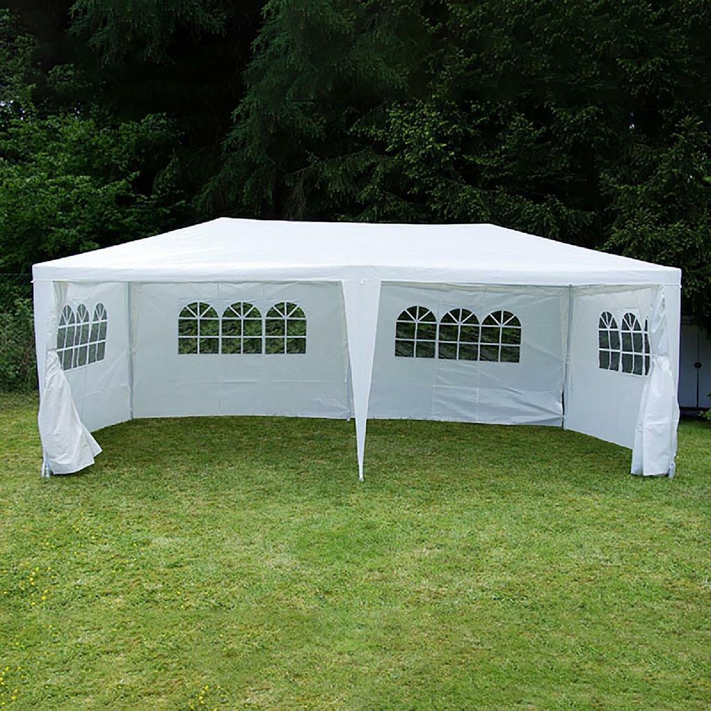 VCM Pavillon | Maße ca. 3x6 m | wasserabweisende 110g / m² PE Plane | Partyzelt mit Seitenteilen | Gartenzelt mit Stahlgestell | Festivalzelt | W...