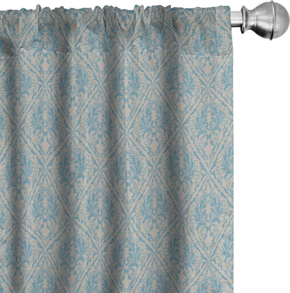ABAKUHAUS Blau und Beige Vorhänge, Gardinen, Weinlese-königliches Rolle-Muster-viktorianische Fantasie wirbelte alte Flourish-Fliese, 2 Stück 75...