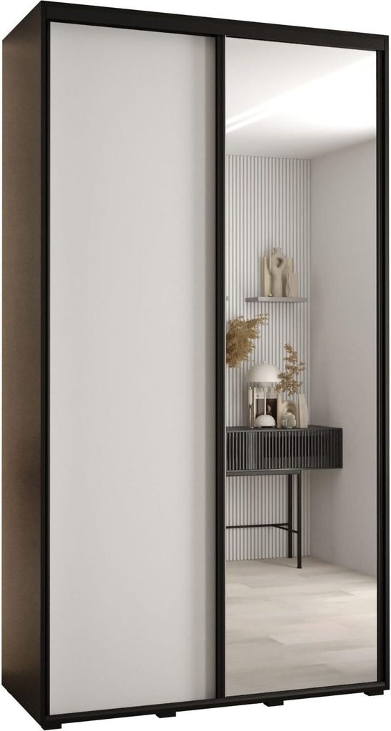 MEBLE KRYSPOL Davos 3 Schrank, zwei Türen - 235,2x140x45 cm - Schwarz Weiß Schwarz