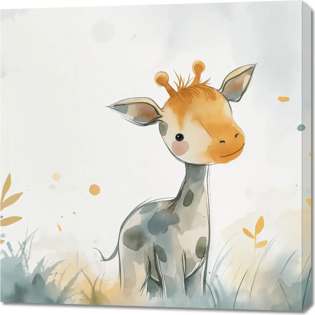 Tableau Girafe 90x90 cm Toile Haute Qualité - Illustration Animale XL