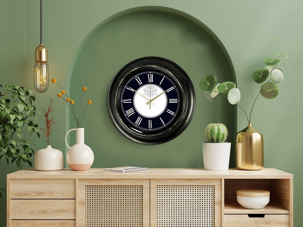 Opviq, A80818 - Gsyh11Gld, Dekorative Wanduhr, Gold, 100 % KUNSTSTOFF, 45 x 45 cm