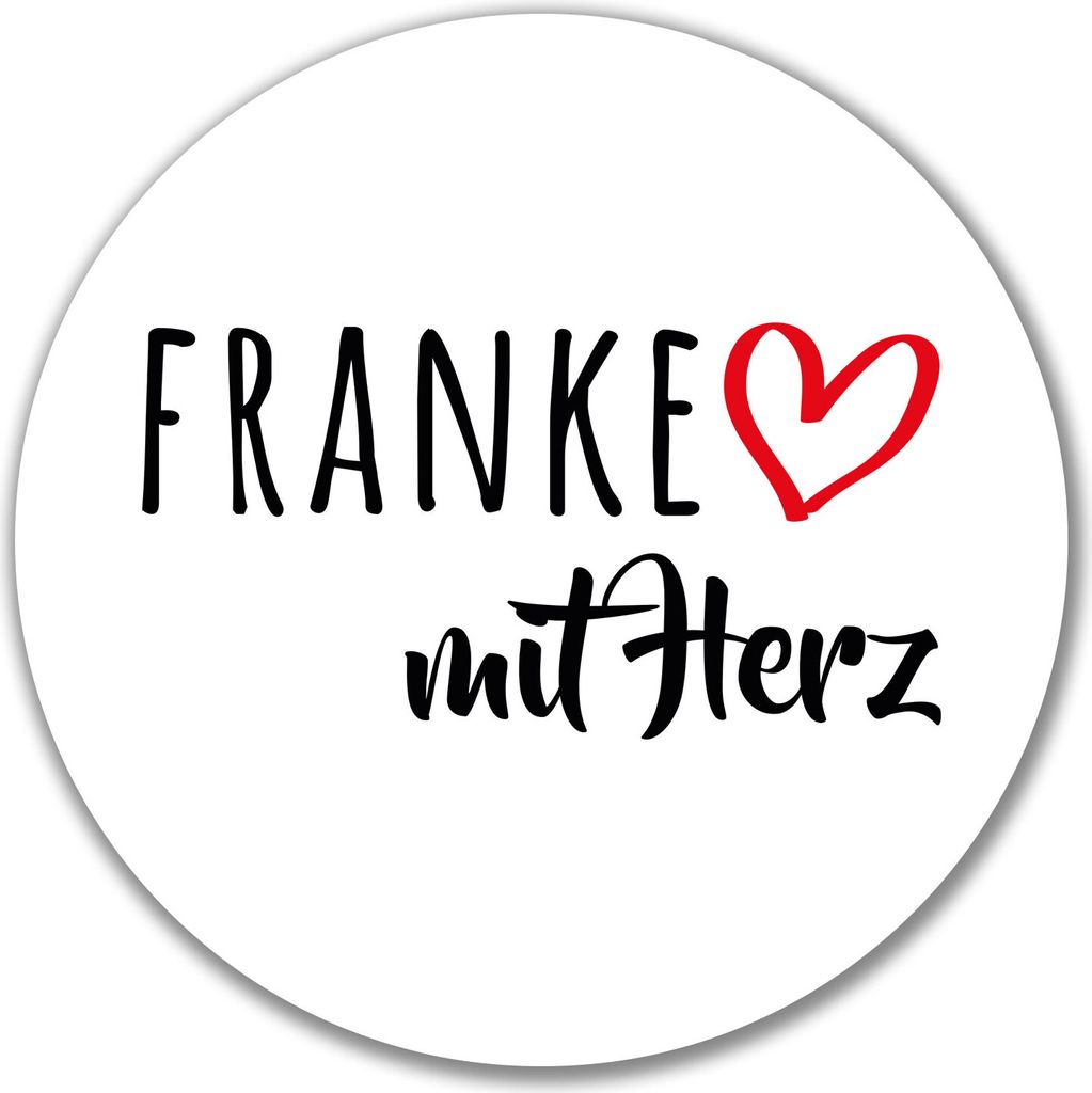 Huuraa Aufkleber Franke mit Herz 10cm rund Sticker Geschenkidee