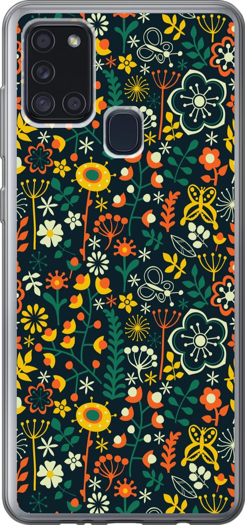 MuchoWow Handyhülle Schutzhülle Hülle für Telefoonhoesje Samsung Galaxy A21s Mädchen - Schmetterling - Pflanzen - Muster - Mädchen - Kinder...