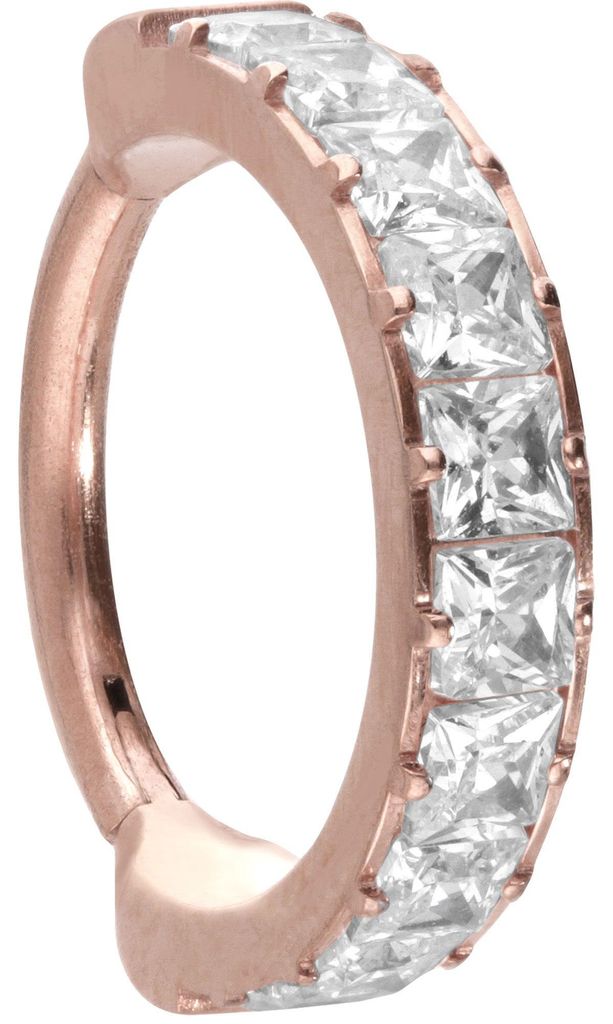 Ohrpiercing, Nasenpiercing, Septum Piercing Titan Segmentring Clicker EINGEFASSTE KRISTALLE RoséGold Innendurchmesser: 10 mm