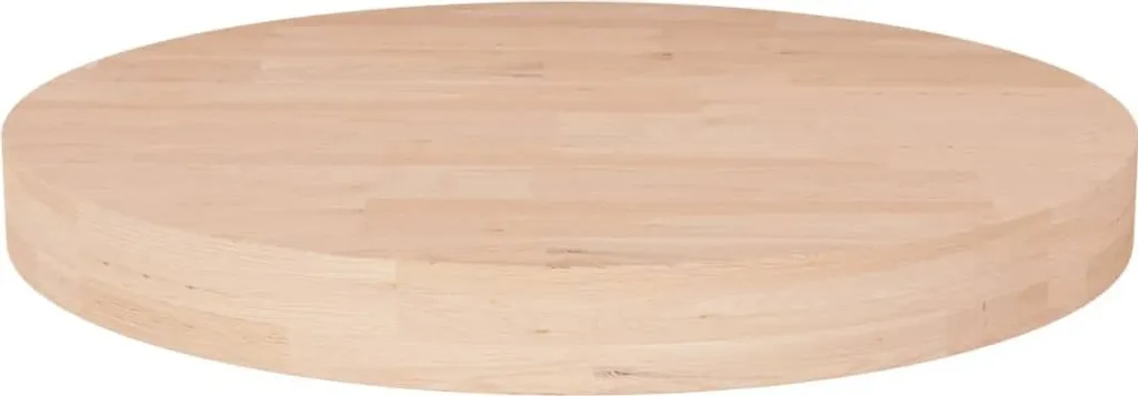 Piano Tavolo Legno Massiccio Rovere Ø40x4 cm - Top Rustico Naturale