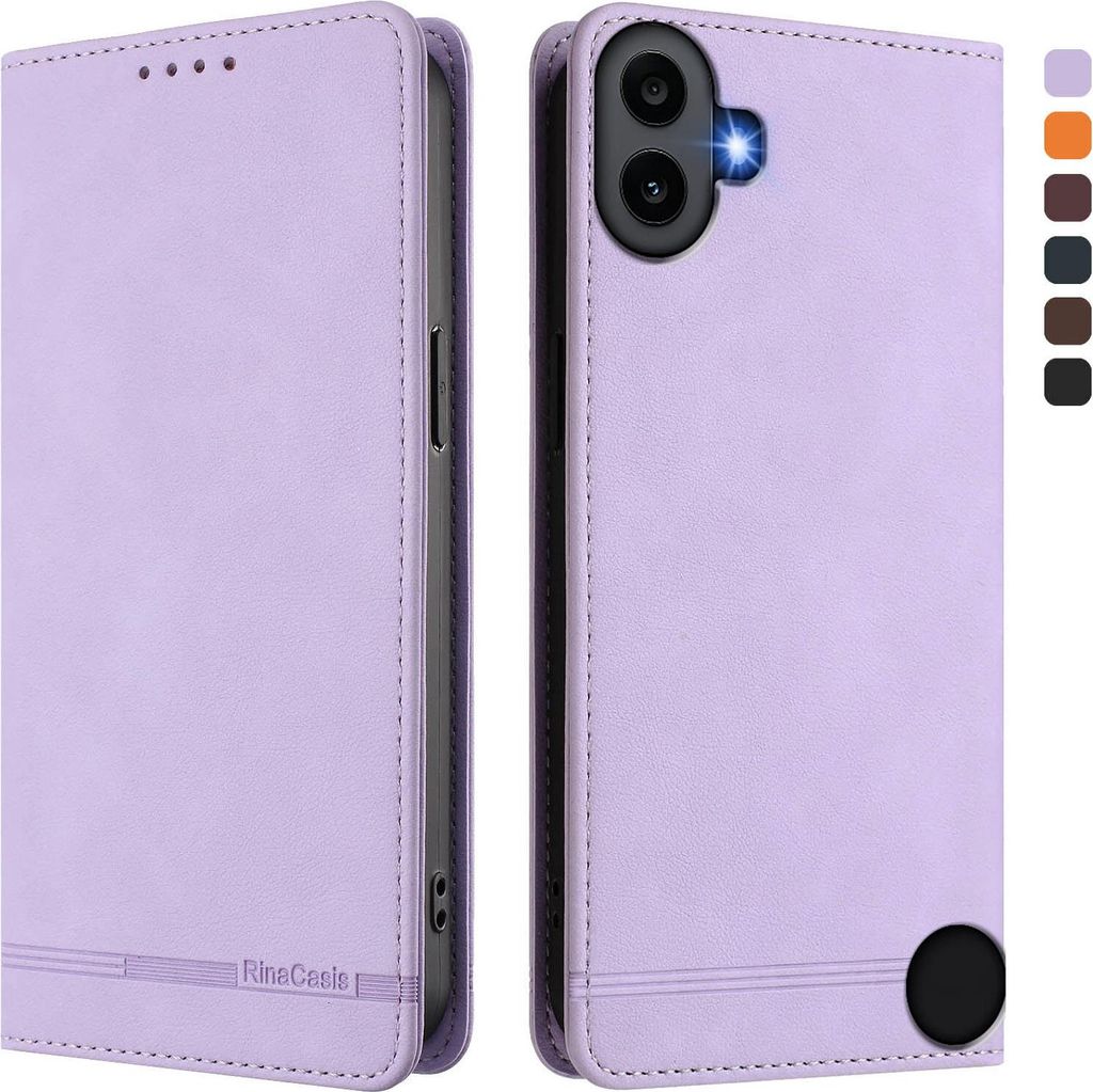 Hülle für Nothing CMF Phone 1, Retro Kunstleder Ständer Klapphülle mit Kartenfächer und Magnetische Violett