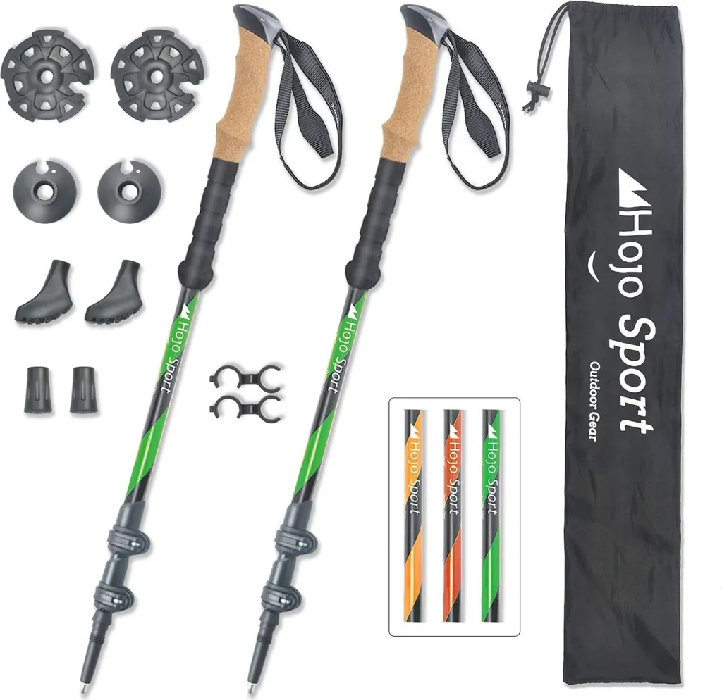 Hojo Sport Bâtons de Randonnée Télescopiques en Aluminium Léger Vert
