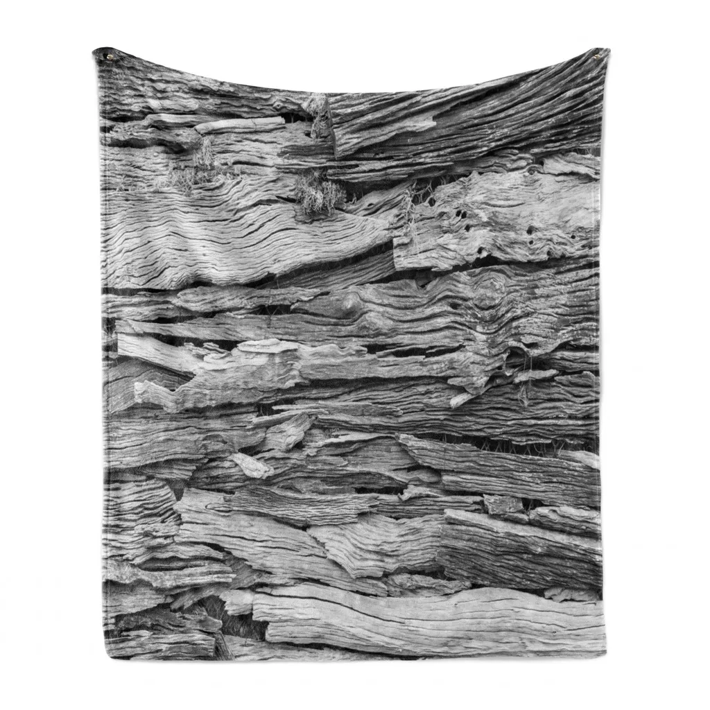 ABAKUHAUS Coperta Pile Morbido 125x175 cm | Plaid Grigio Effetto Legno