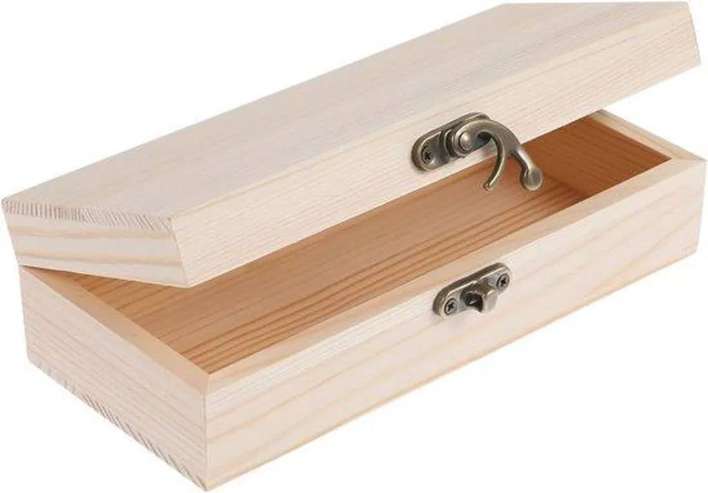 Caisse en bois avec couvercle à charnières 178x120x65 mm pour bijoux