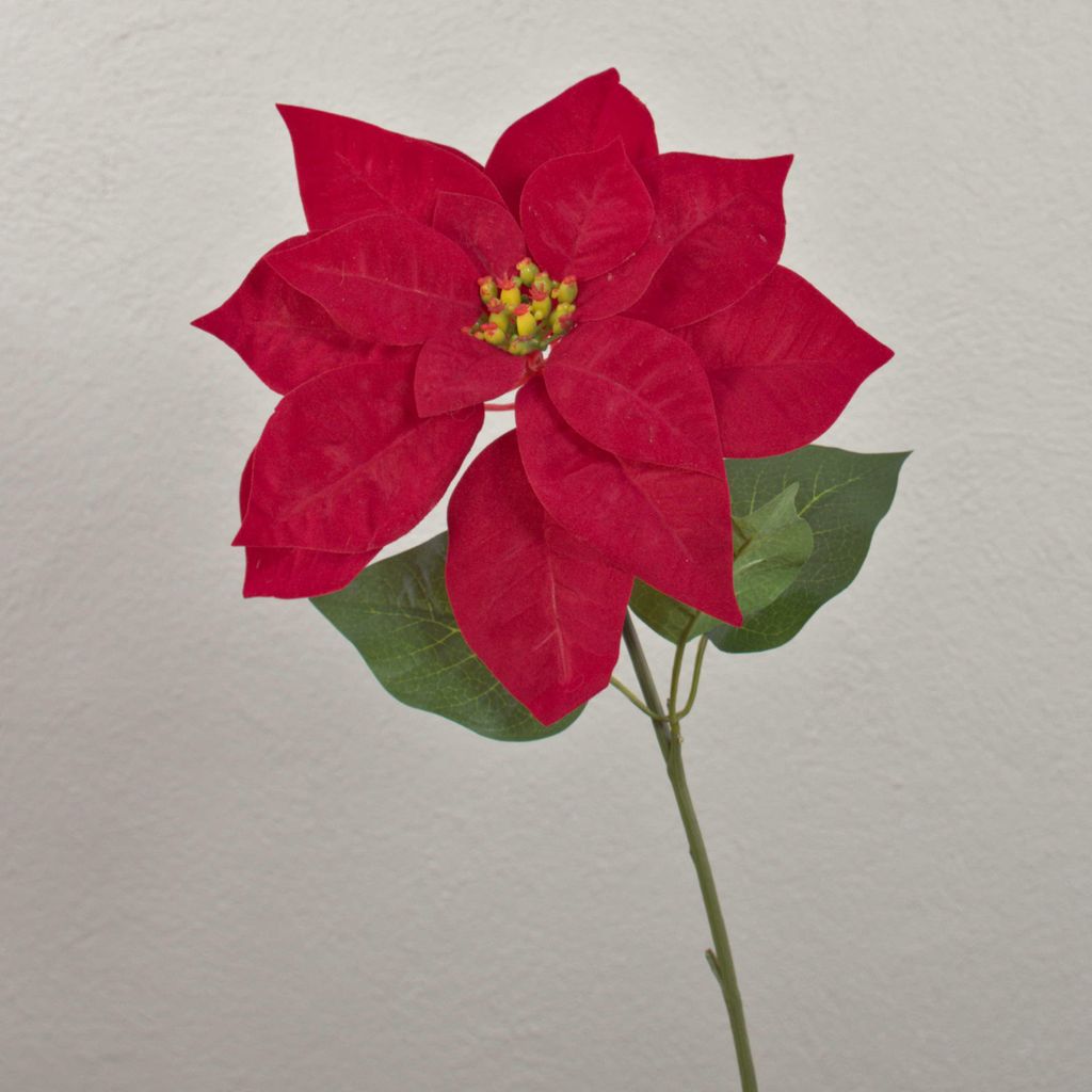 artplants.de Künstliche Poinsettia LIBASSE, rot, 50cm - Samt Weihnachtsstern