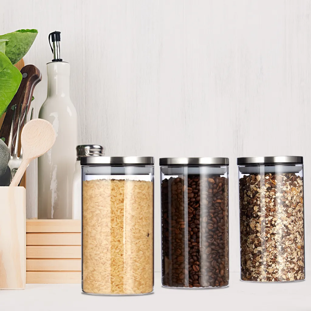 Boîtes de Conservation en Verre 1L Relaxdays pour Aliments Secs - 6 Pièces - 3
