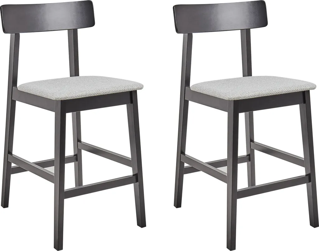 Tabourets de Bar pour Îlot Central - Set de 2 Sièges Bois et Tissu