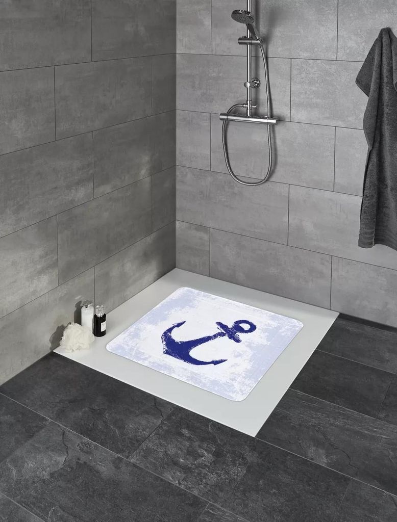 Kleine Wolke Duscheinlage Anchor rutschfest mit Saugnäpfen Blau 55x55 cm