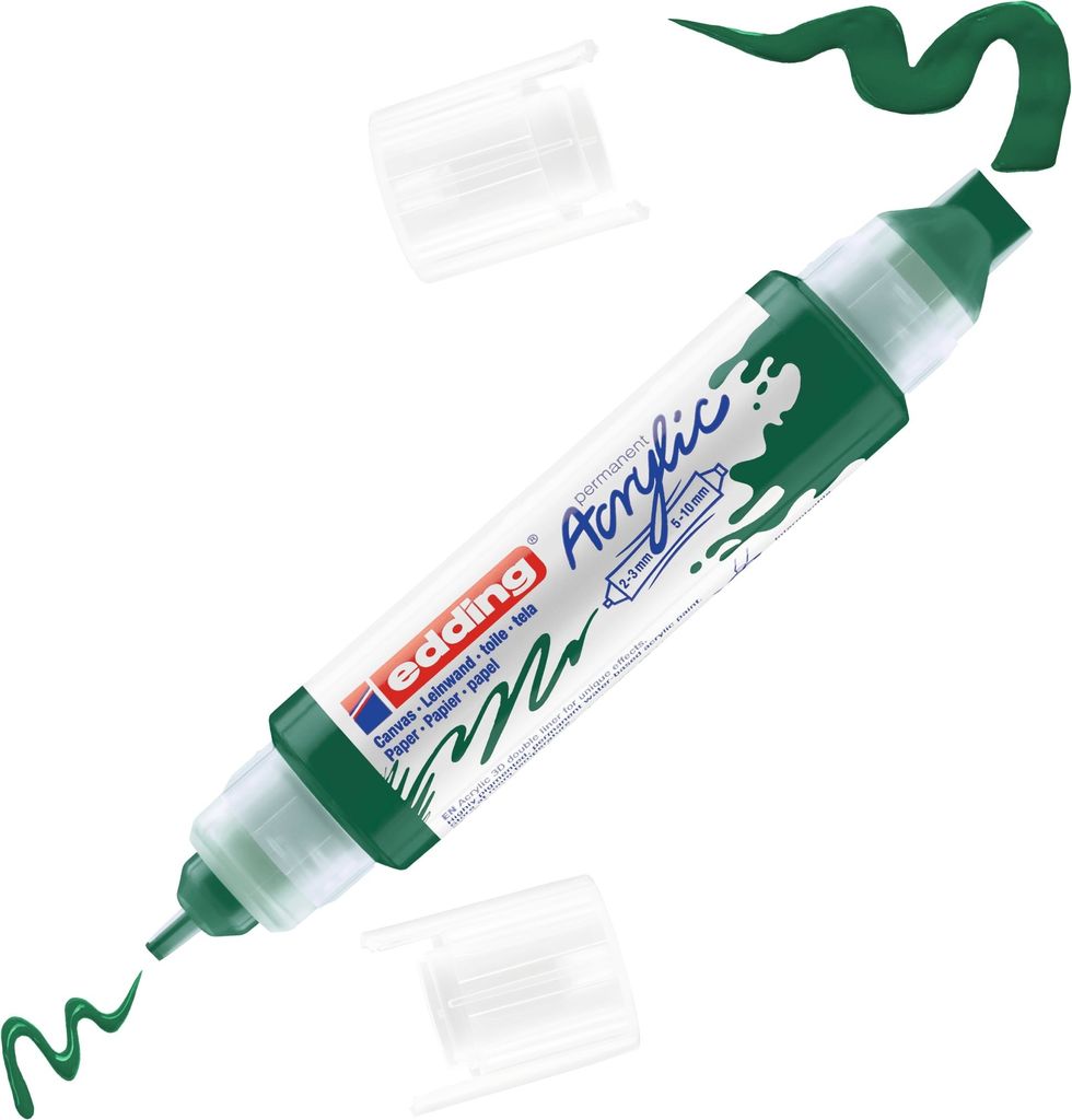 Acrylmarker Double Liner edding 5400 3D moosgrün Packung mit 5 Stück