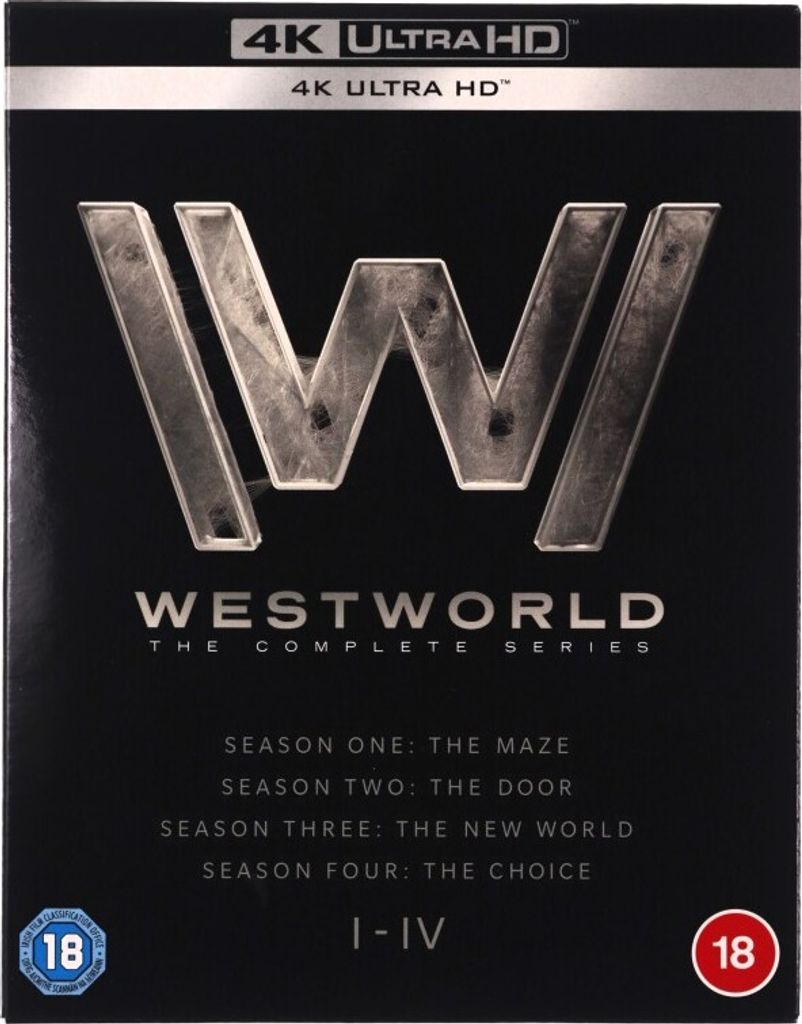 The image shows the front packaging of the Westworld Complete Series on 4K Ultra HD Blu-ray.