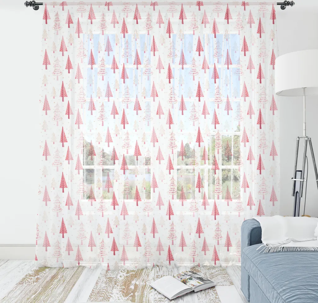 Grande Tenture de Noël Rose en Satin pour Décoration Murale de Salon
