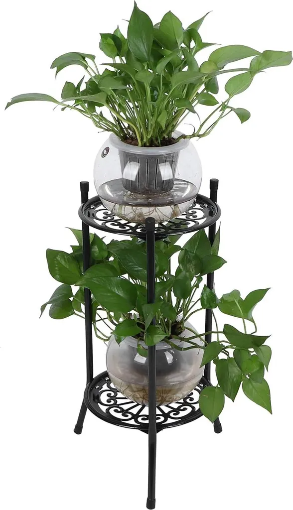 Support plantes pour salon et bureau étagère fleurs compacte noire