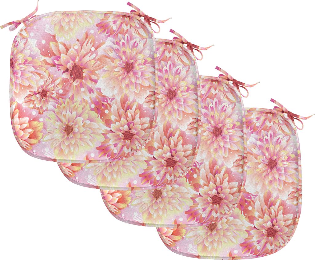 ABAKUHAUS Dahlie-Blume Polster für Esszimmerstühle, Dahlien Blumen, Dekoratives wasserfestes Kissen mit Riemen für Küchensitze, 40 cm x 40 cm-4...