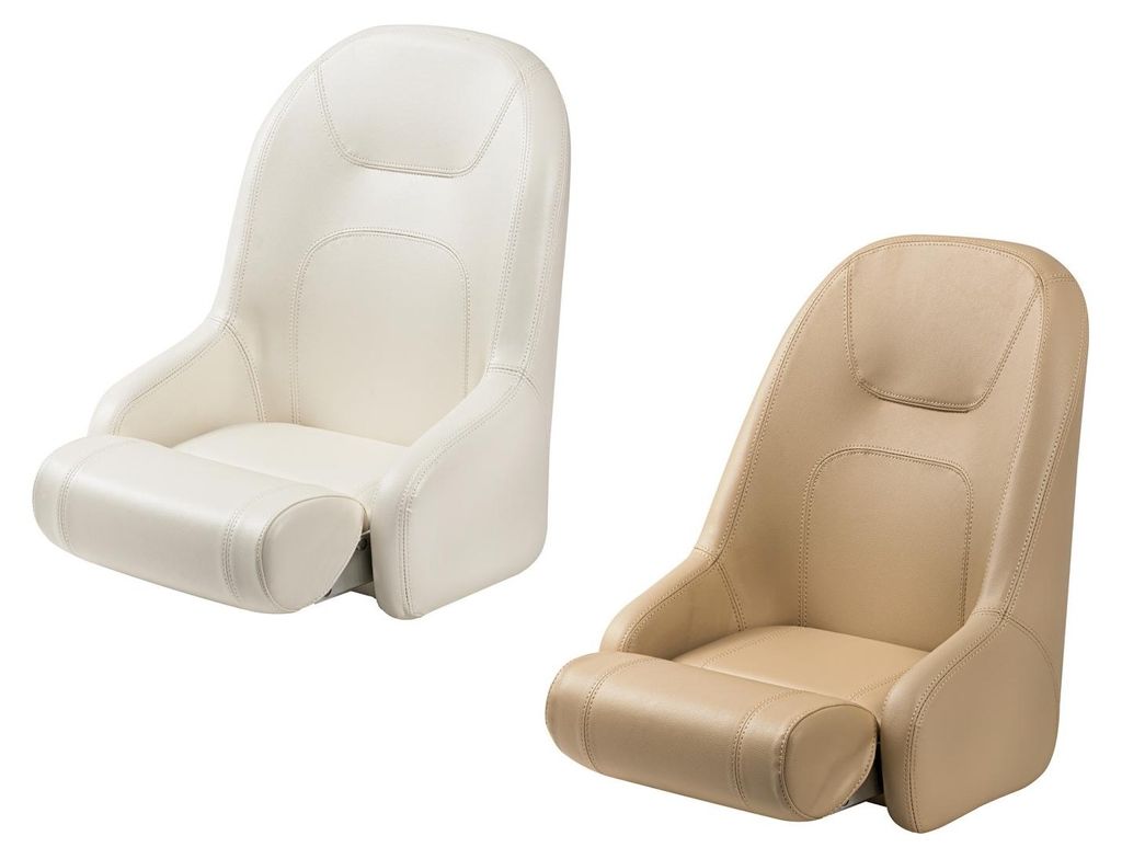 hochwertiger Flip Up Bootssitz, in weiß oder beige, bequem gepolstert & wasserabweisend, für offene Boote Farbe: beige