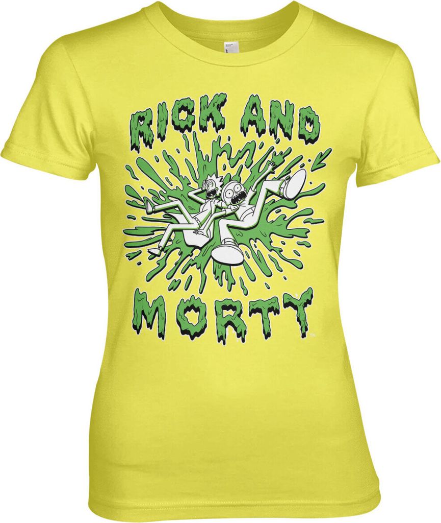 Rick And Morty Splash Girly Tee - X-Large - Yellow
