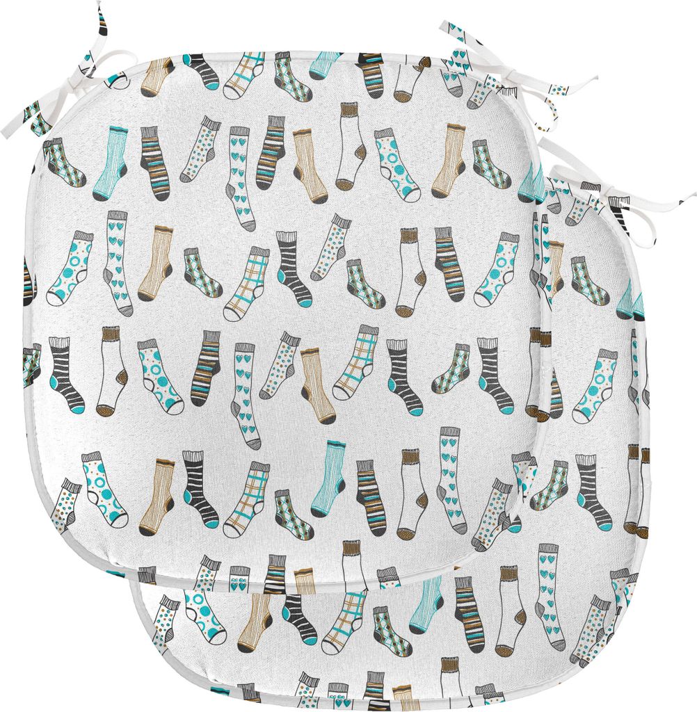 ABAKUHAUS Karikatur Polster für Esszimmerstühle, Regen von Socken Wäsche, Dekoratives wasserfestes Kissen mit Riemen für Küchensitze, 40 cm x ...