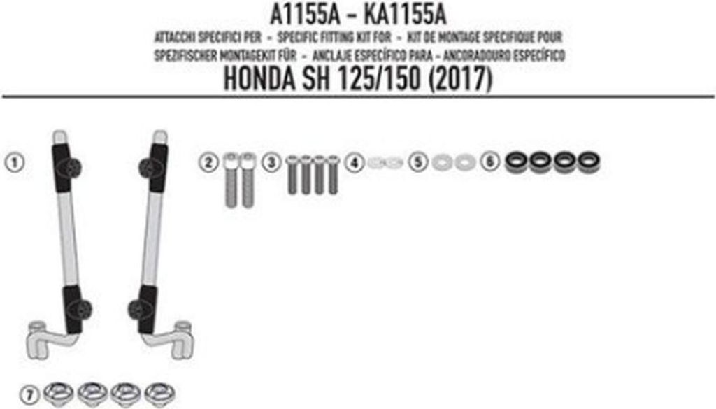 Držiak čelného skla 1117AK PRE HONDA SH 125i-150i (17-19) Obrázok produktu 