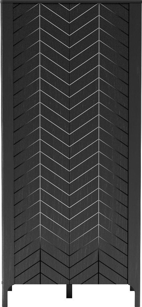 Schlafzimmer-Kleiderschrank 90 cm breit in schwarz mit 2 Türen & Kleiderstange MAZARA-161