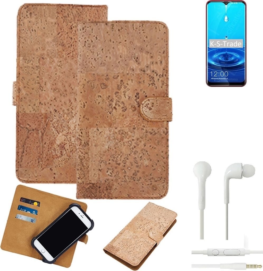 K-S-Trade Hülle kompatibel mit Leagoo M13 + in ear Kopfhörer Kork Handyhülle Cover Schutzhülle TPU Case Bumper in Hellbraun, (1x)