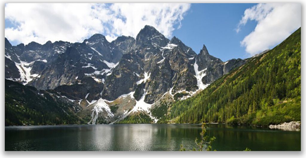 Tulup Leinwand-Bilder 140x70 Wandbild Canvas Kunstdruck Gebirge Berg See Landschaft