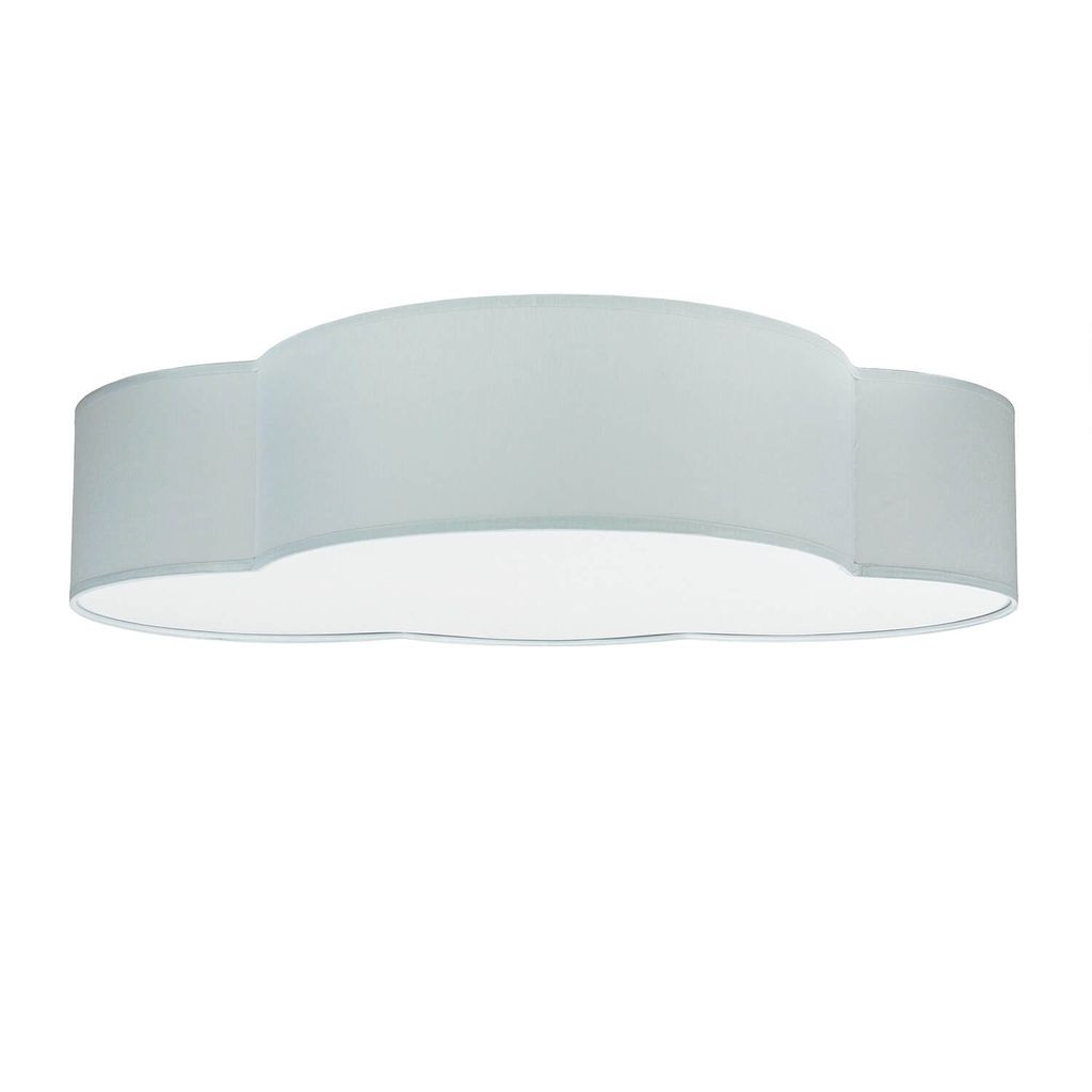 Deckenlampe Kinderzimmer 62 cm lang für 4x E27 Stoff Grau Wolkenlampe Kinderzimmerleuchte Deckenleuchte