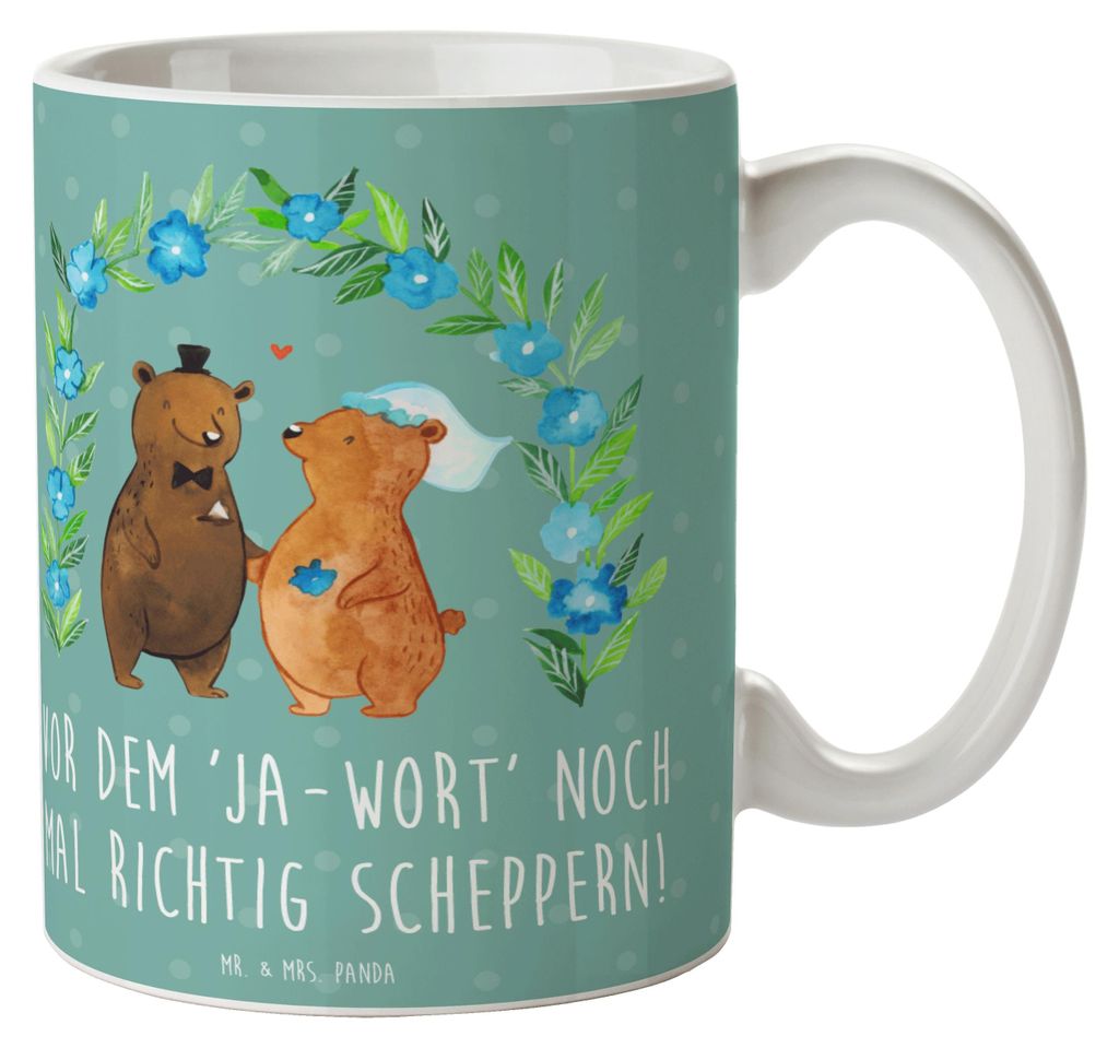 Mr. & Mrs. Panda Tasse Polterabend Spaß - Meeresbrise - Geschenk, haferl, Hochzeitsvorbereitung, Becher, Heirat, Pott, Feier, Vor dem 'Ja-Wort', K...