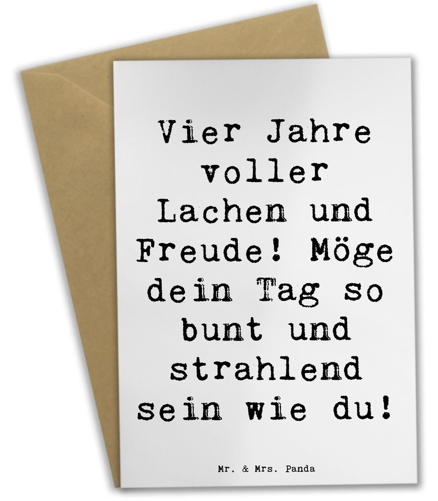 Mr. & Mrs. Panda babykarte Spruch 4. Geburtstag Freude - Weiß - Geschenk, osterkarten, Alter 4, einladungskarten, weihnachtskarten, glückwunschka...