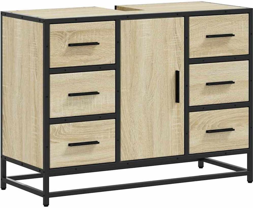 Waschbeckenunterschrank Sonoma-Eiche 80x33x60 cm Holzwerkstoff