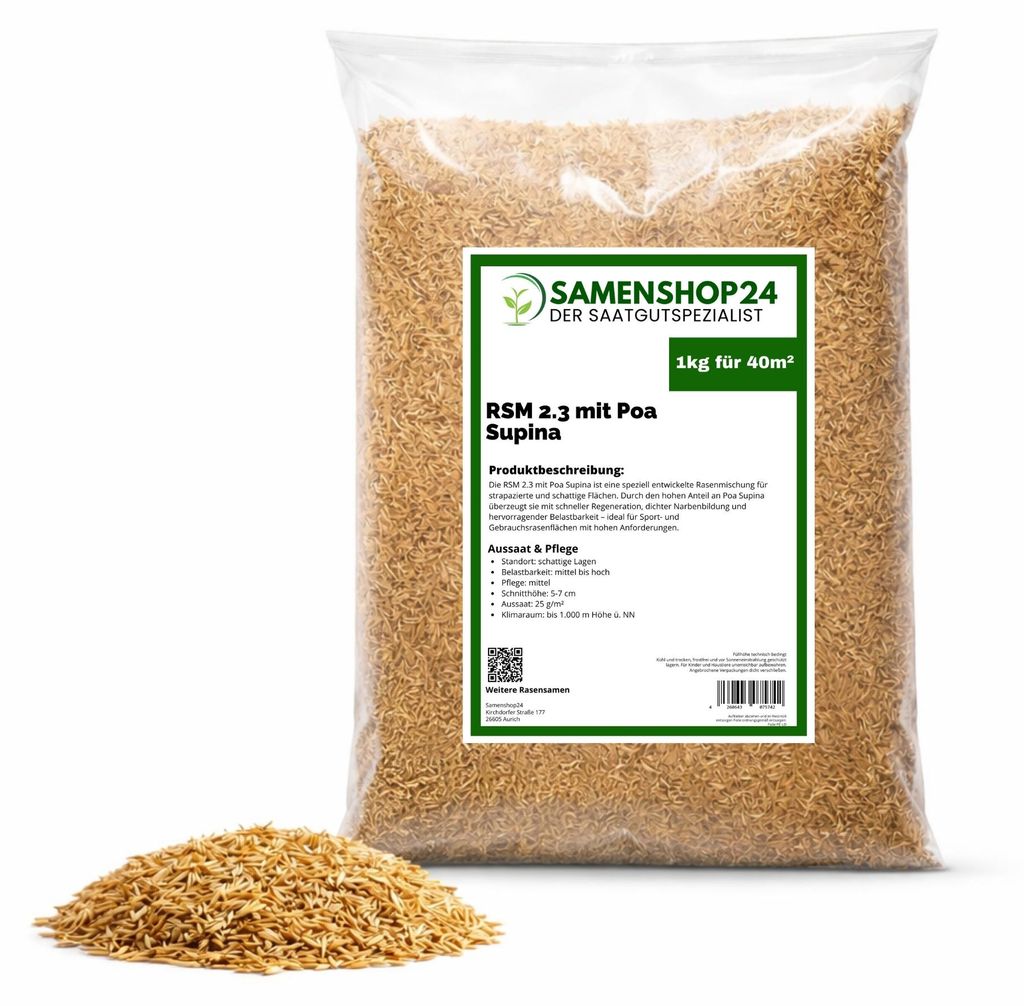 RSM-Rasensamen 2.3 mit Poa Supina 1kg für 40m², Produktbild 