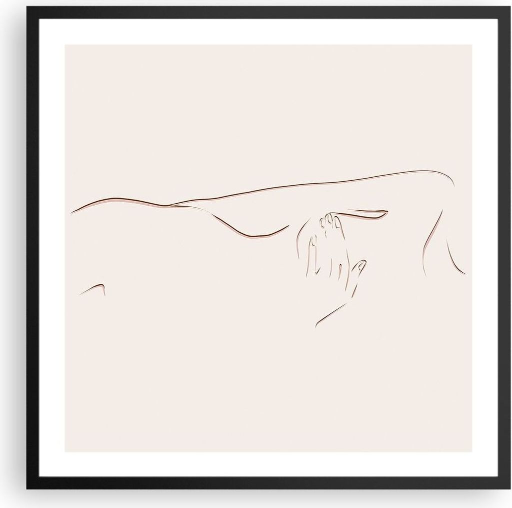 Gerahmtes Poster - Schwarzer Rahmen - Skizze Nacktheit Frau - 60x60 cm - Wand Bild - Wanddeko - Wandbilder - Kunstposter - Wandposter - Bilderrahme...