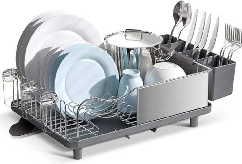 Bac d'égouttage inox gris anti-humidité à 4 compartiments pour évier sec