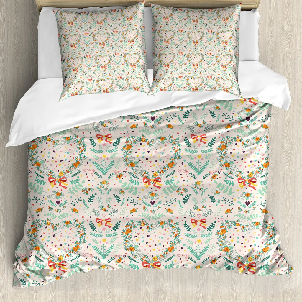 Copripiumino Shabby Flora ABAKUHAUS Beige Menta 155x220 - Parure Antiacaro